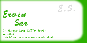 ervin sar business card